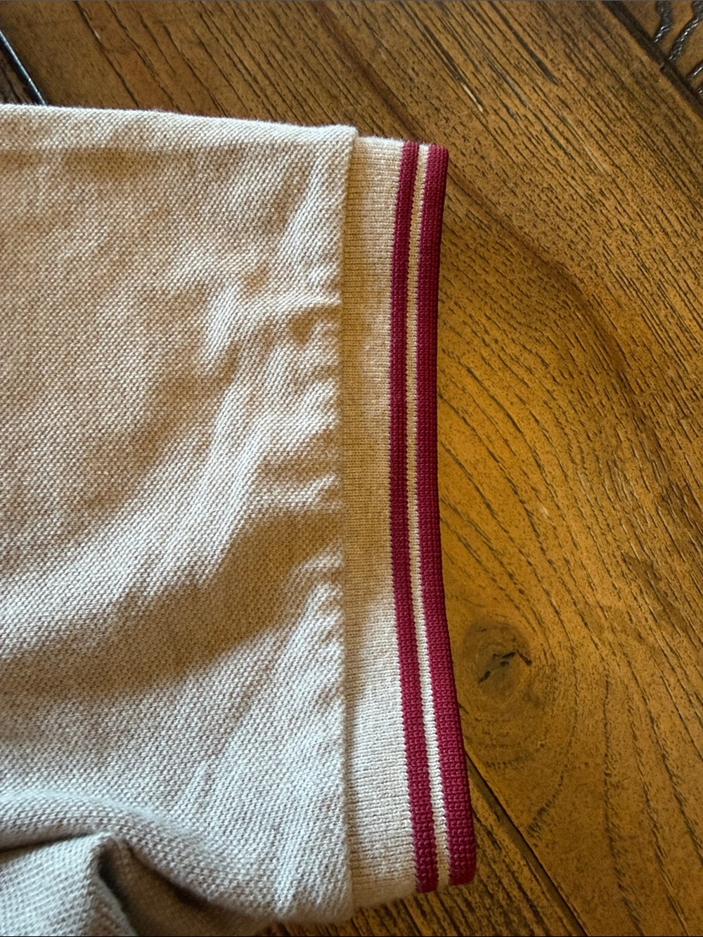 Fred Perry Oatmeal Polo with Red Trim - Picture 5 of 11
